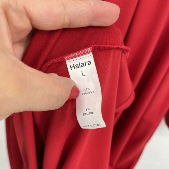 Halara Womens Stand Collar‎ Long Sleeve Flare Maxi Dress Size L Red Casual NWOT - Picture 7 of 10